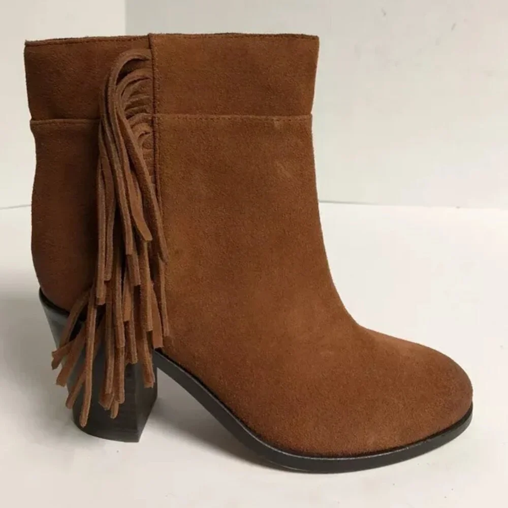 Kenneth Cole Women's Alana Fringe Ankle Bootie Brown Size 7 M